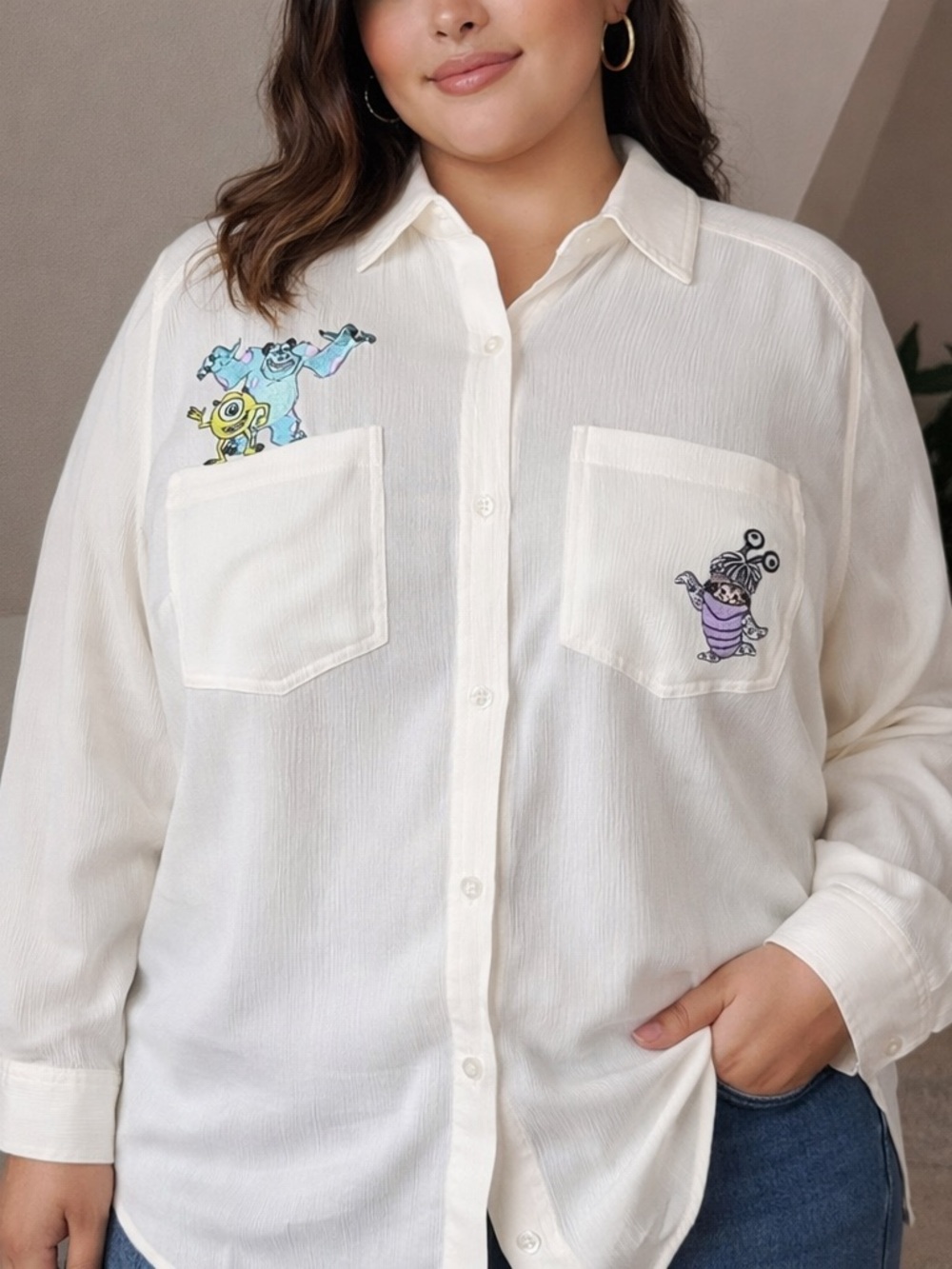 Disney Pixar Monsters Inc Button Down Shirt NWT Torrid Size 18-20 Embroidered